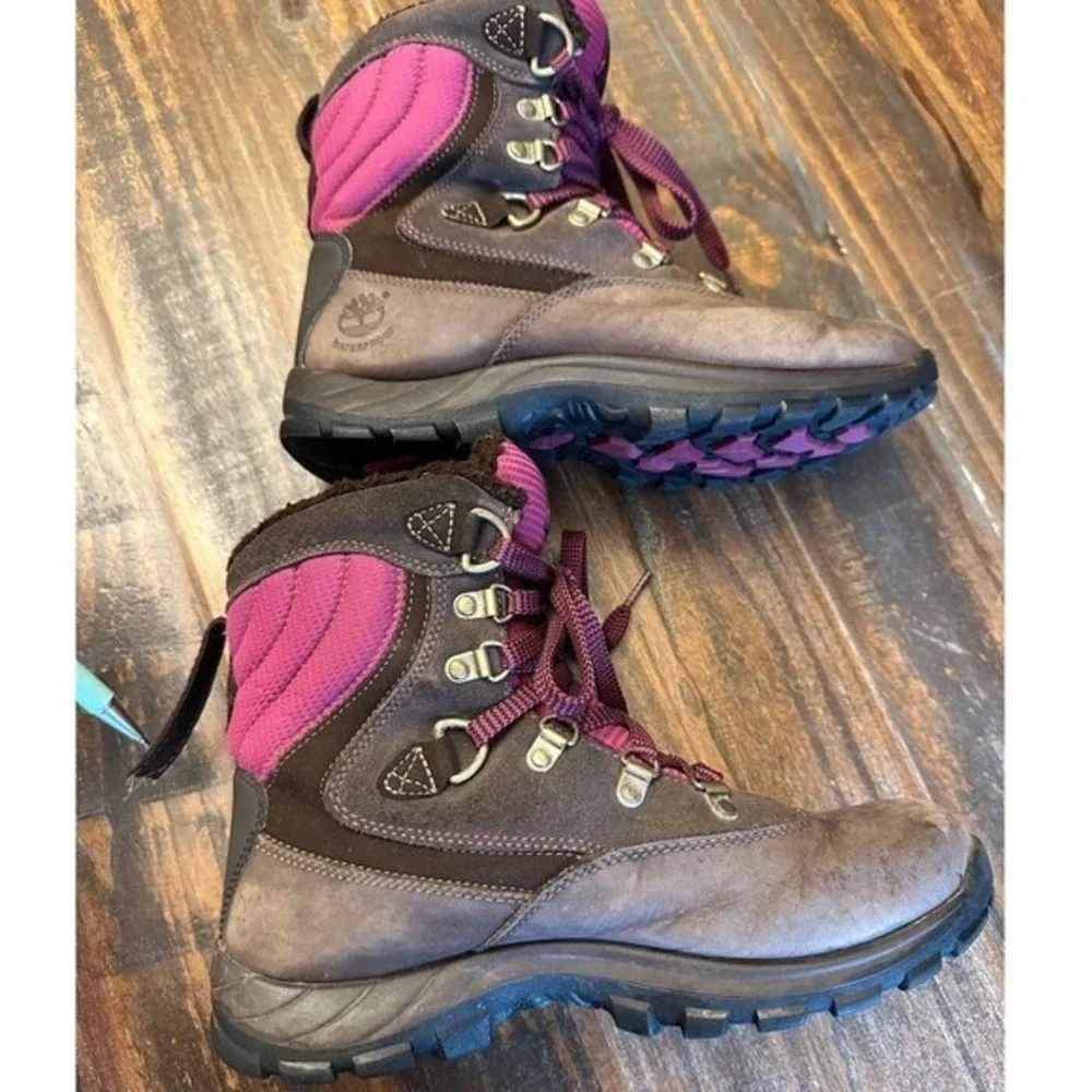 Timberland Winter Boots Waterproof Primaloft Insulated Purple Brown‎ Women's 7.5
